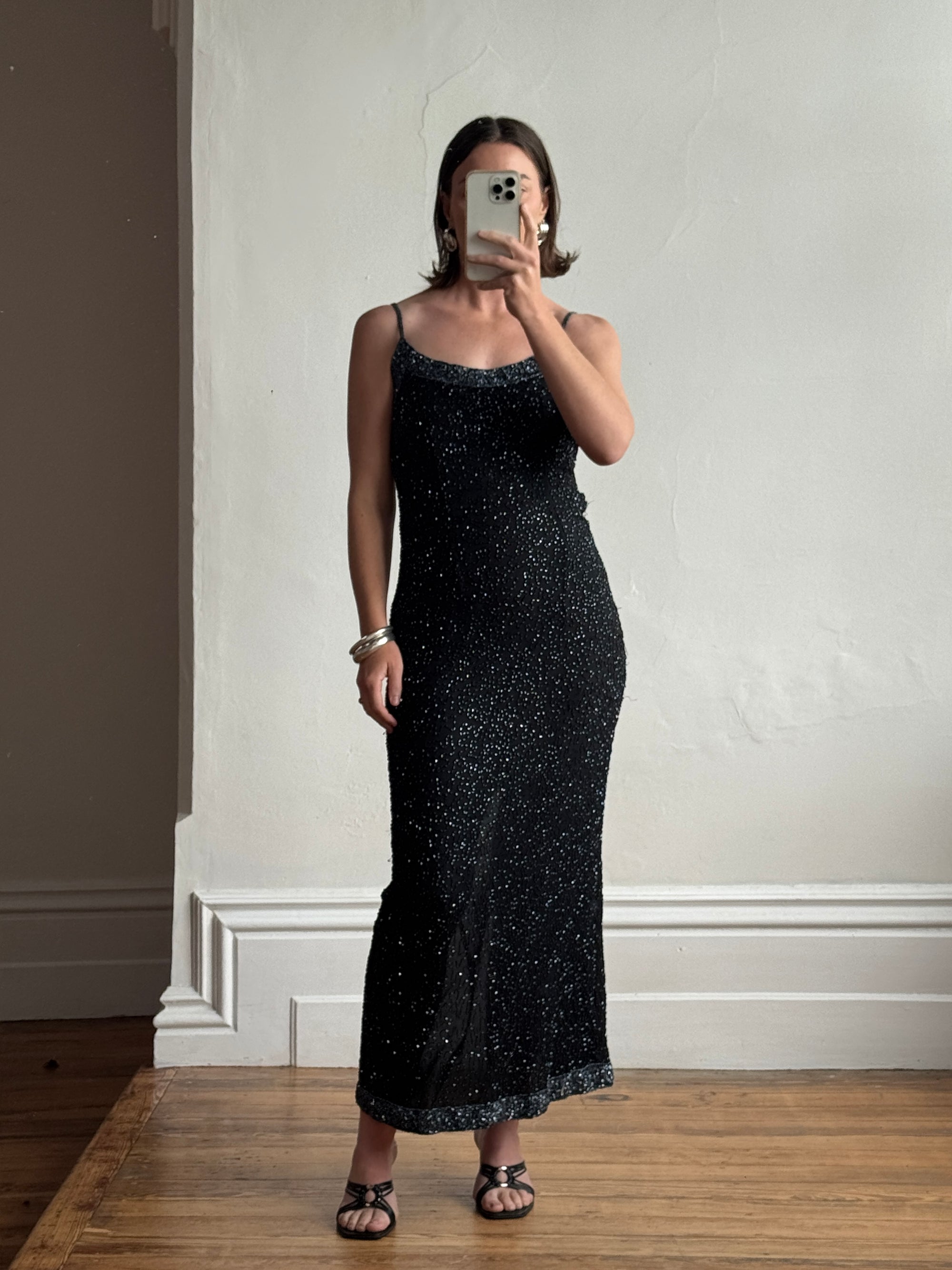 Vintage 90s Pure Silk Sparkle Dress Noir Call Me The Breeze Vintage 90s Pure Silk Sparkle Dress Noir Call Me The Breeze