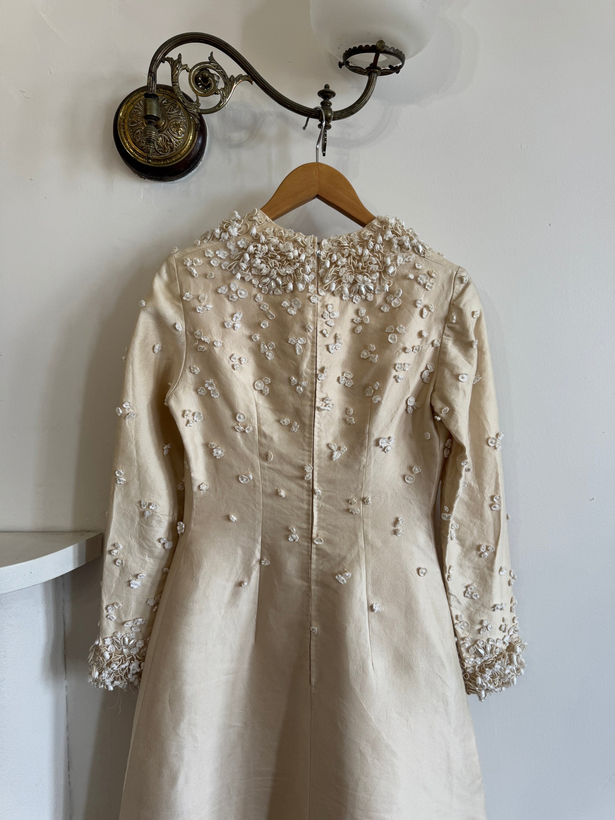 Vintage 60s Embellished Italian Made Silk and Wool Wedding Gown