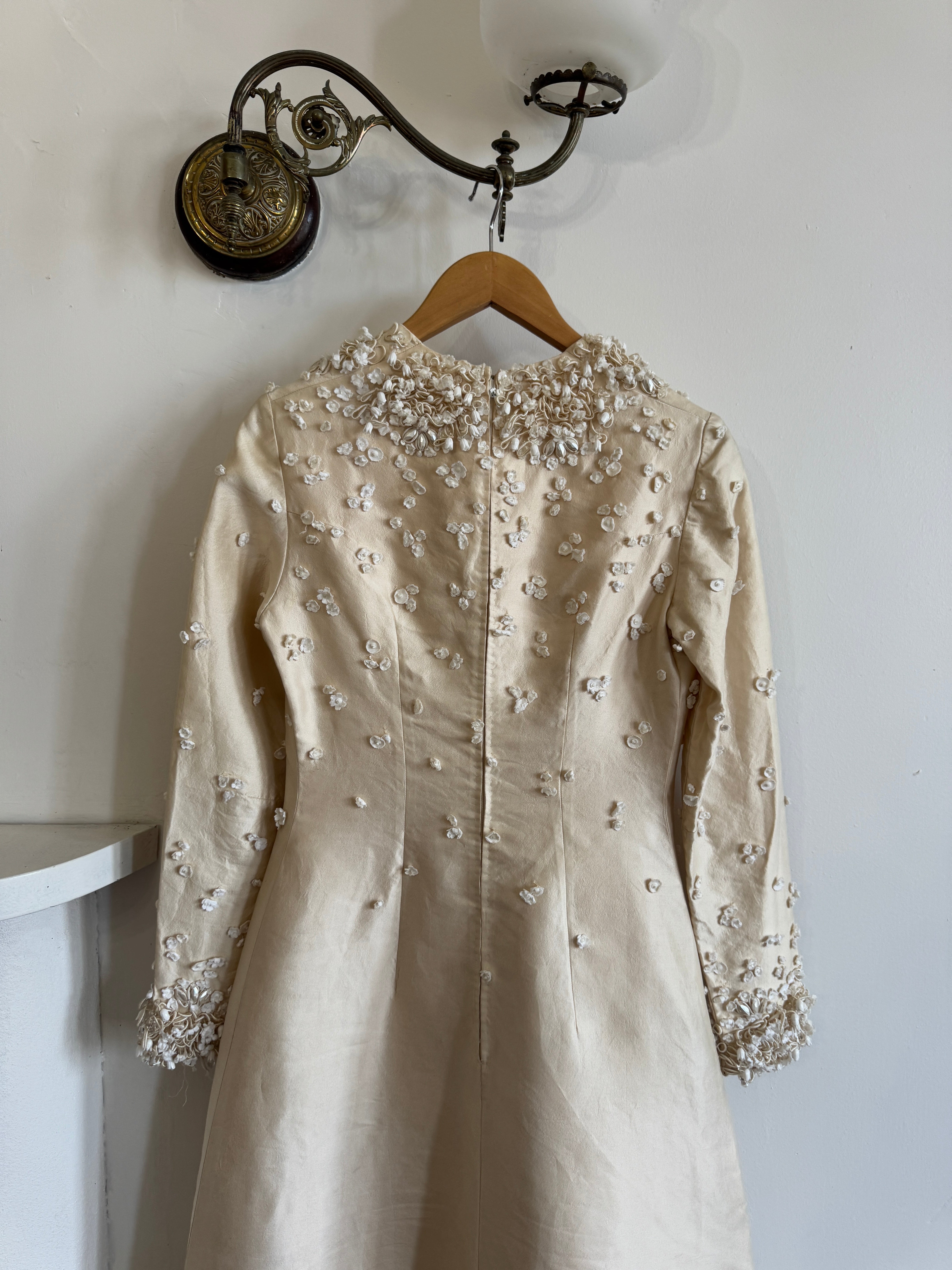 Vintage 60s Embellished Italian Made Silk and Wool Wedding Gown
