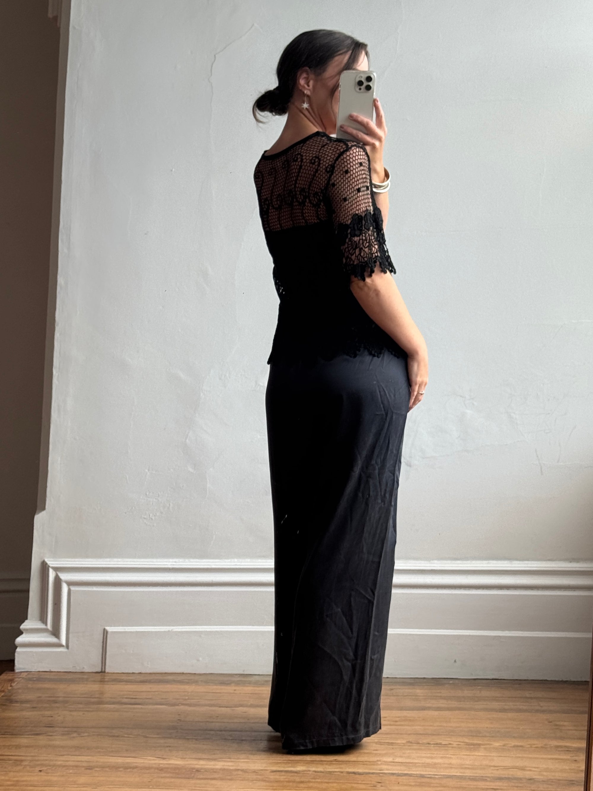 Vintage 90s Crochet Swirl Net Top