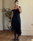 Vintage Y2K Pure Silk Sequin Fairy Dress Noir