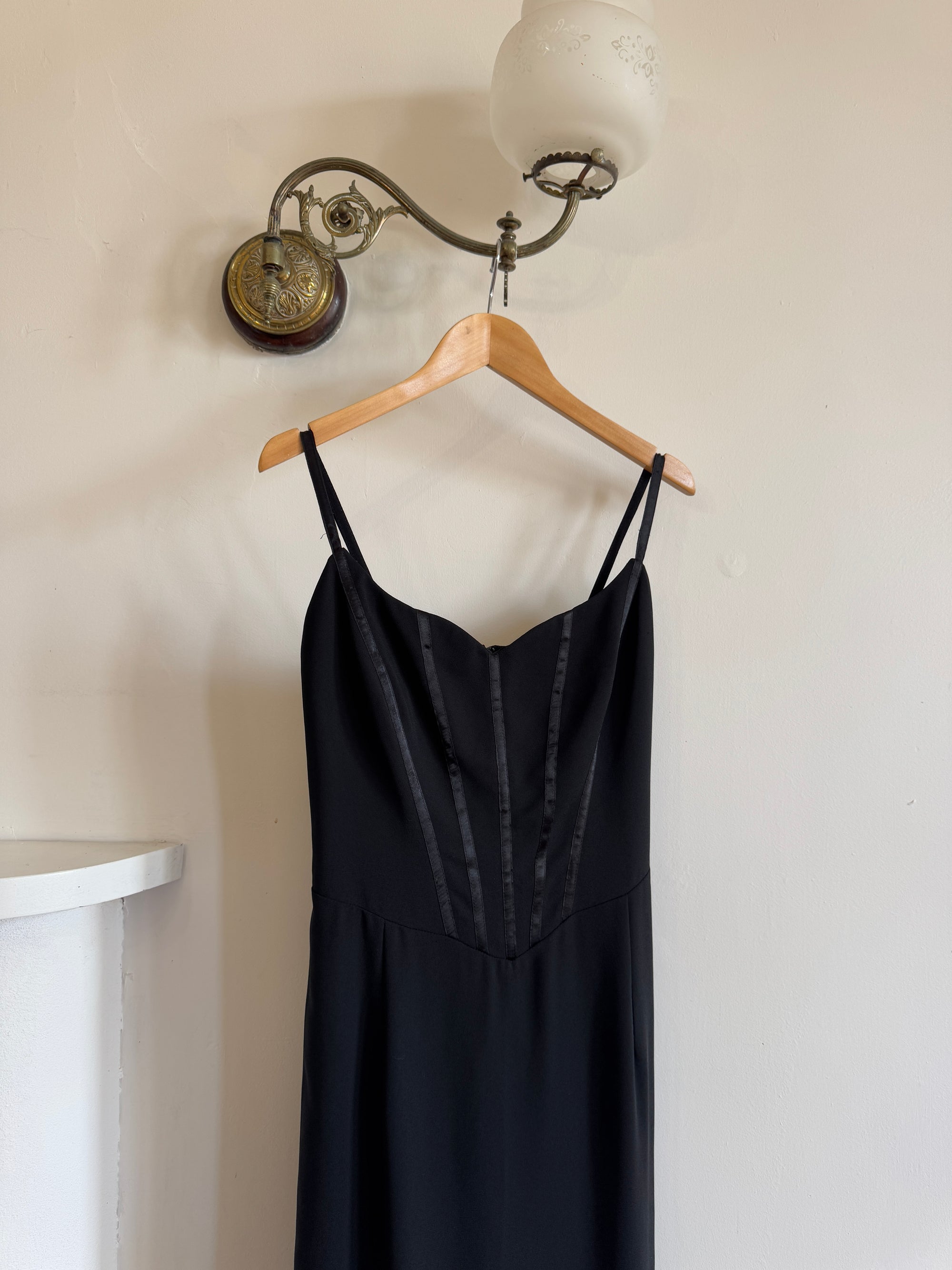Vintage 90s Sweetheart Corset Pencil Dress Black