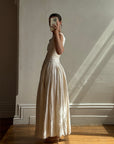 Vintage 90s Pure Silk Pleated Waist Wedding Dress