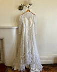 Vintage 70s Puff Sleeve Organza Ruffle Wedding Gown