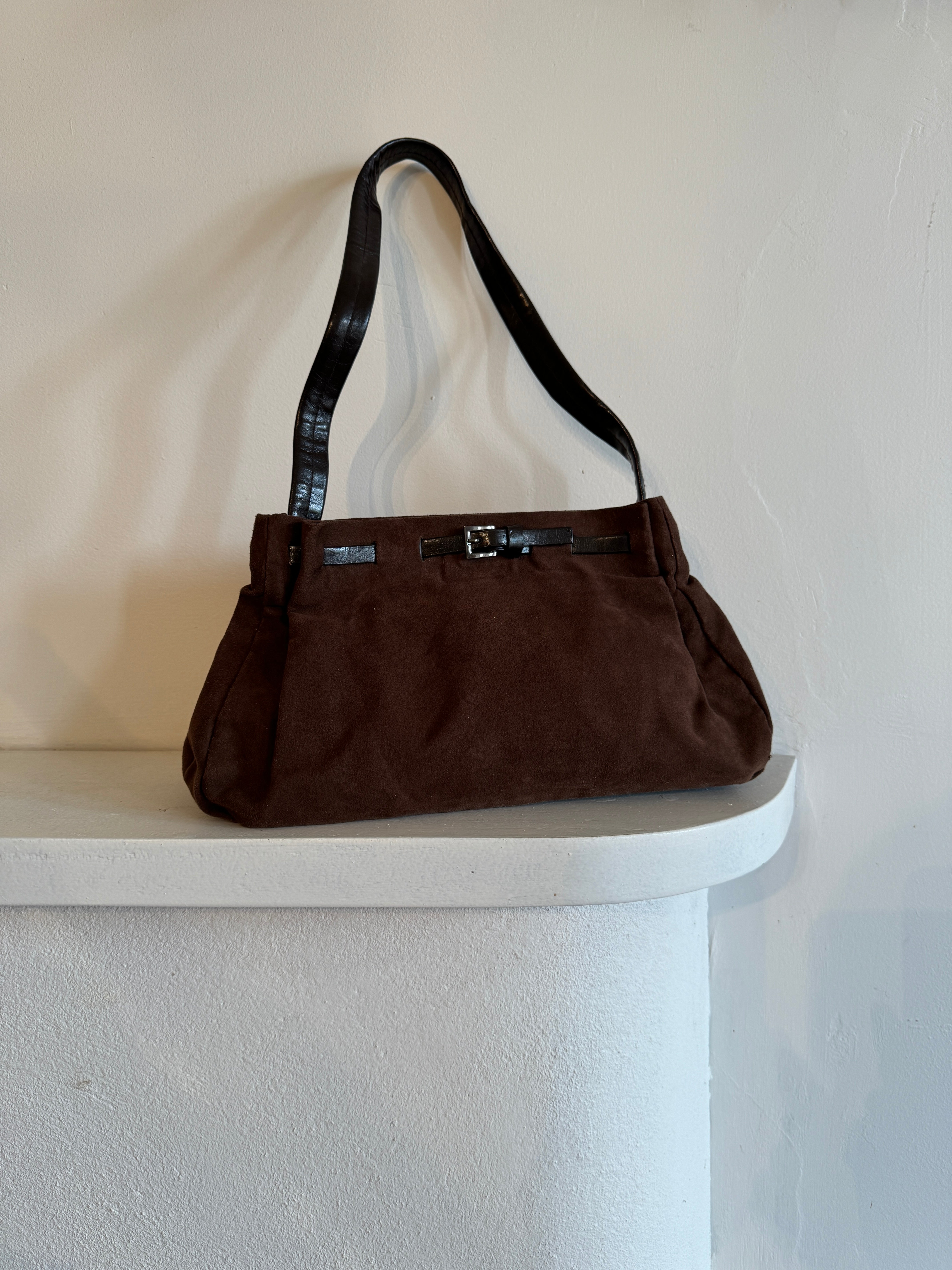 Vintage 90s Suede Buckle Handbag