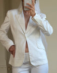 Vintage 90s Low Waist Trouser and Blazer Suit Set Ivory