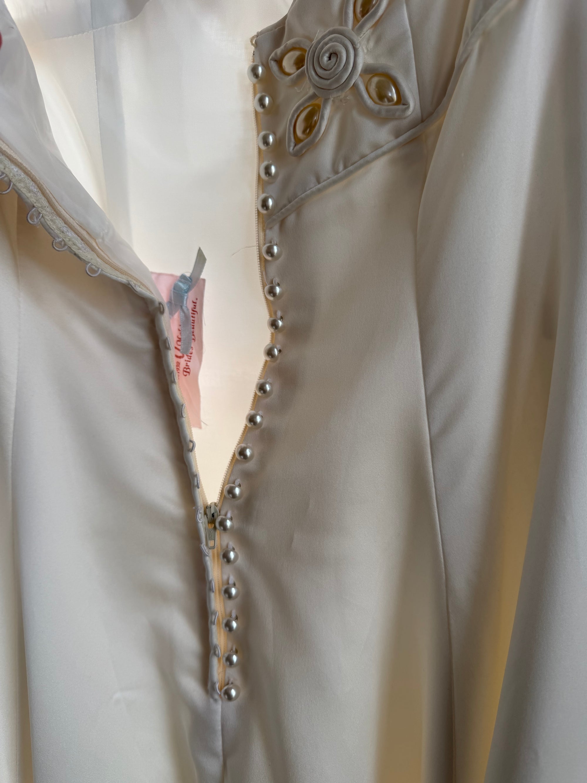 Vintage 90s Ivory Beaded Halter Bridal Ballgown
