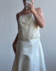 Vintage 90s Italian Bridal Fairy Tulle Embroidered Bustier and Satin Skirt