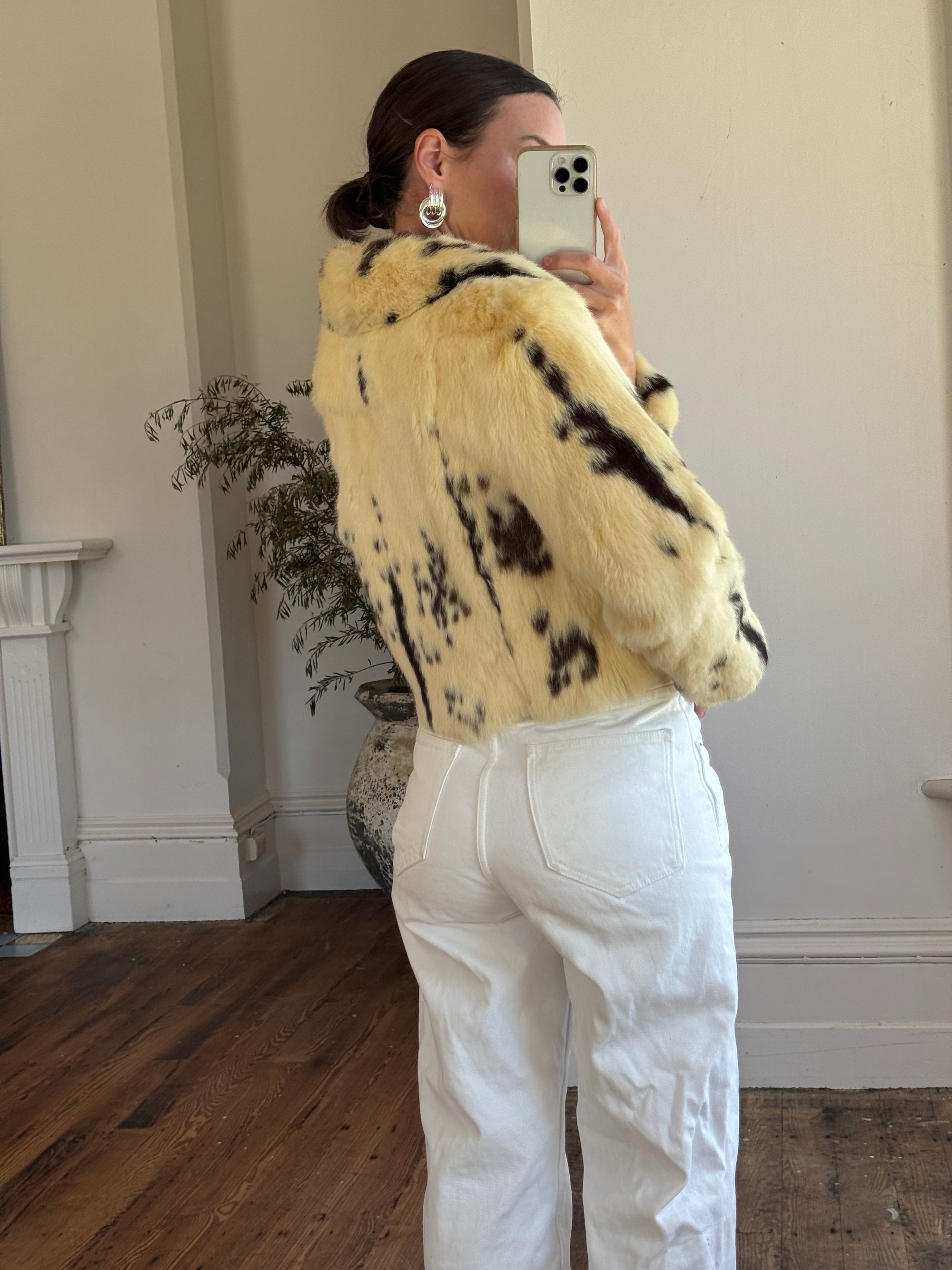 Vintage 70s Australian Made Spotted Rabbit Fur Jacket
