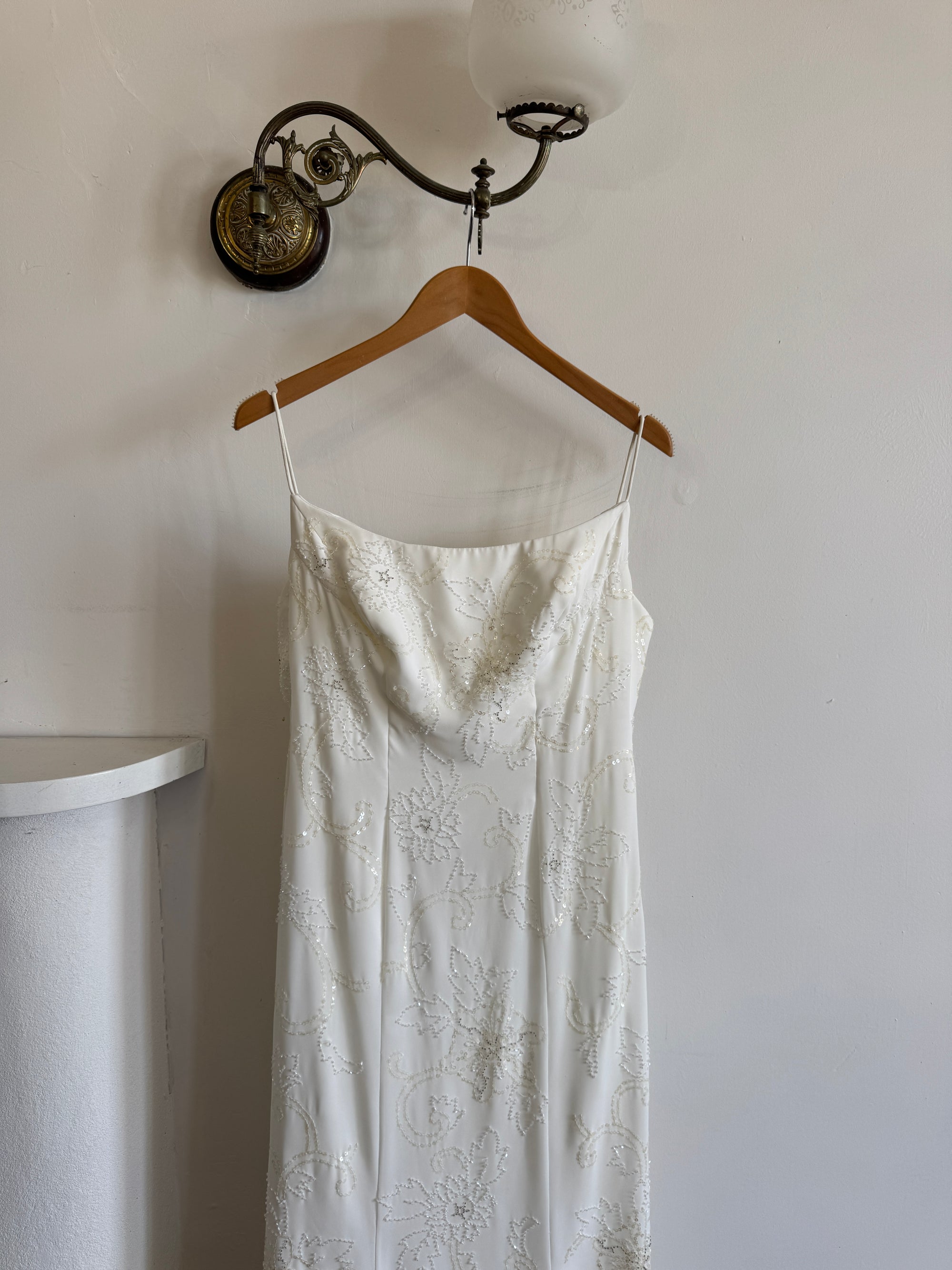Vintage Y2K Slinky Beaded Wedding Slip Dress