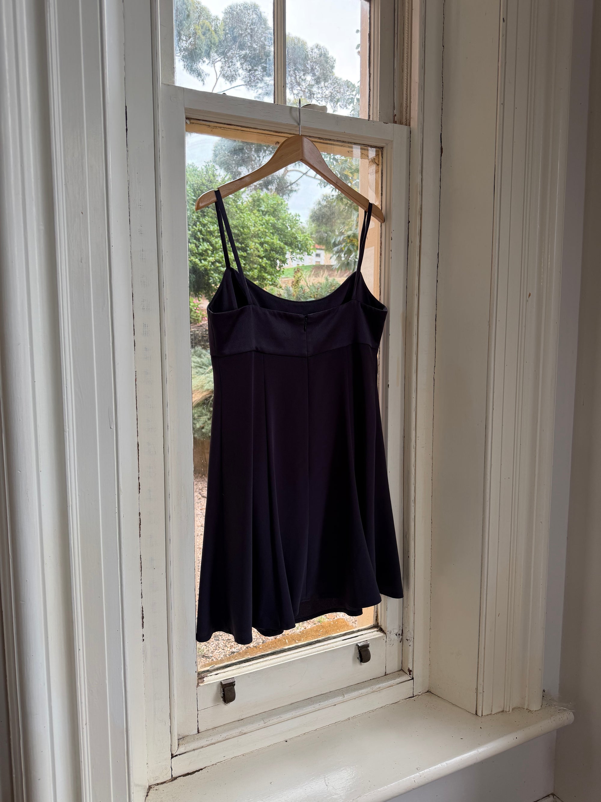 Vintage 90s Satin Micro Mini Dress Navy Satin