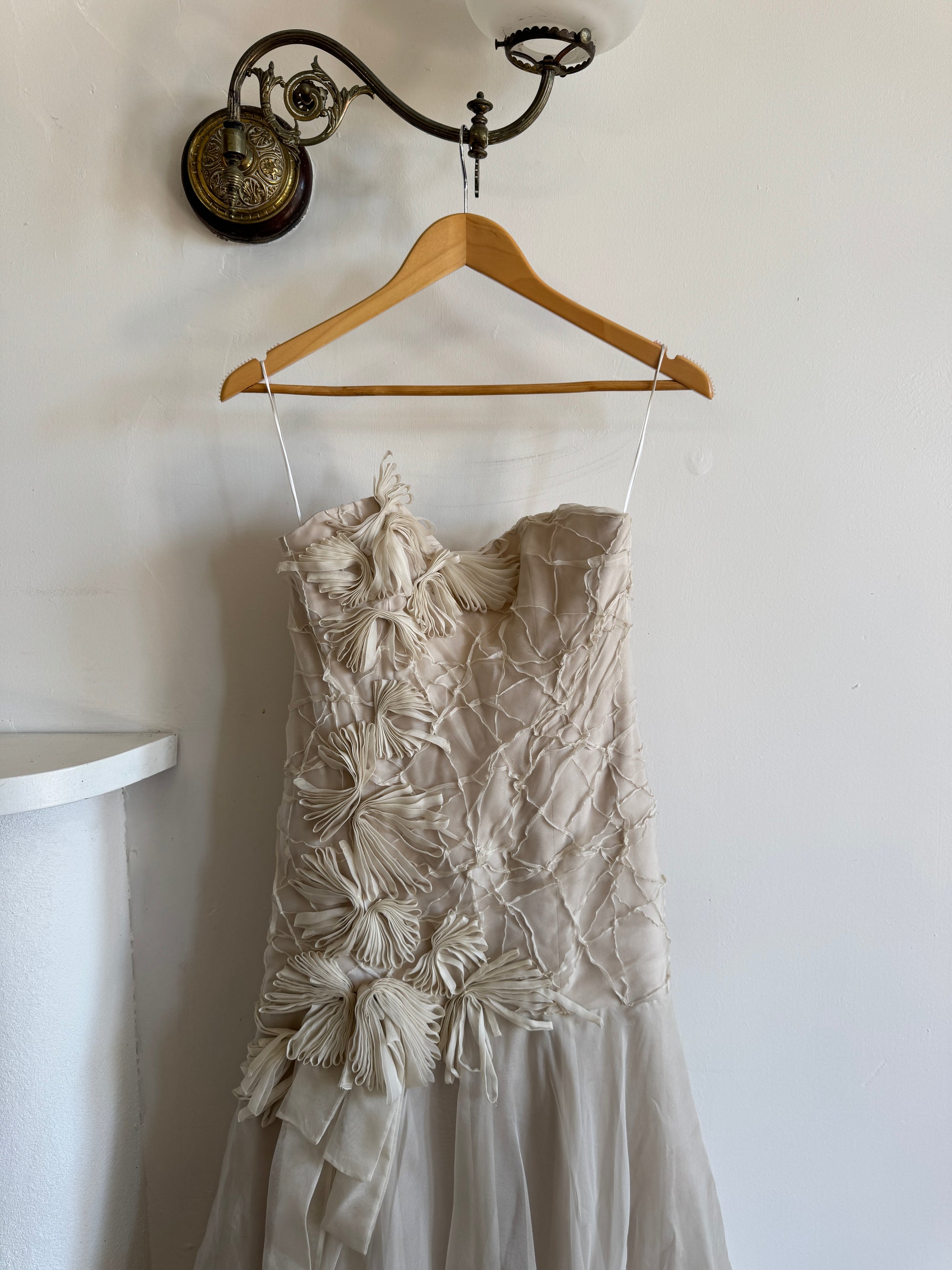 Vintage 90s Pure Silk Couture Origami Wedding Dress