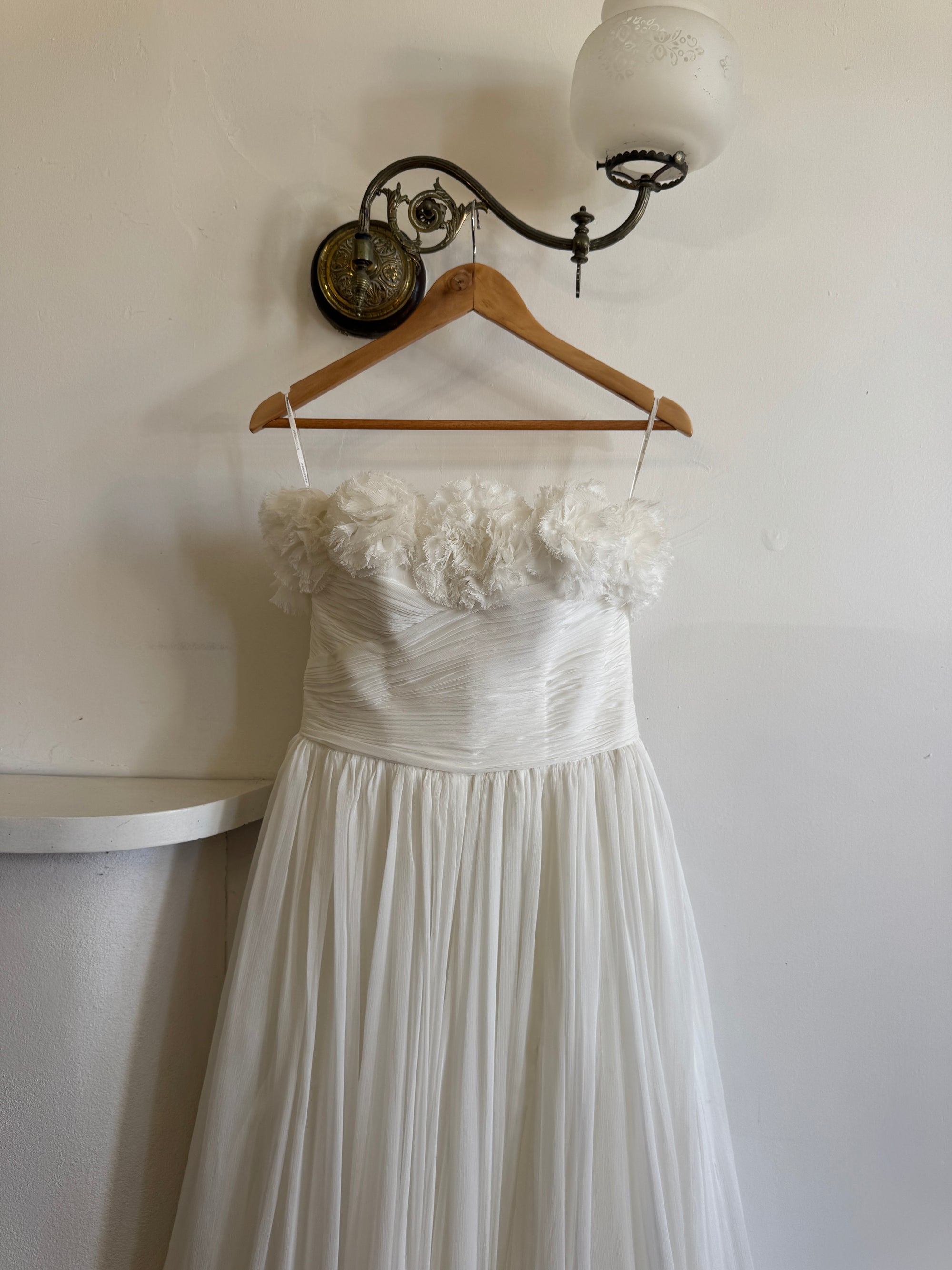 Vintage Y2K Cupcake Strapless Chiffon Wedding Gown