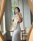 Vintage 50s Creme Latte Faux Fur Stole