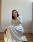 Vintage 40s Jacquard Long Sleeve Wedding  Dress