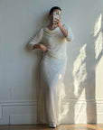 Vintage 80s Sequin Pure Silk Two Piece Bridal Set