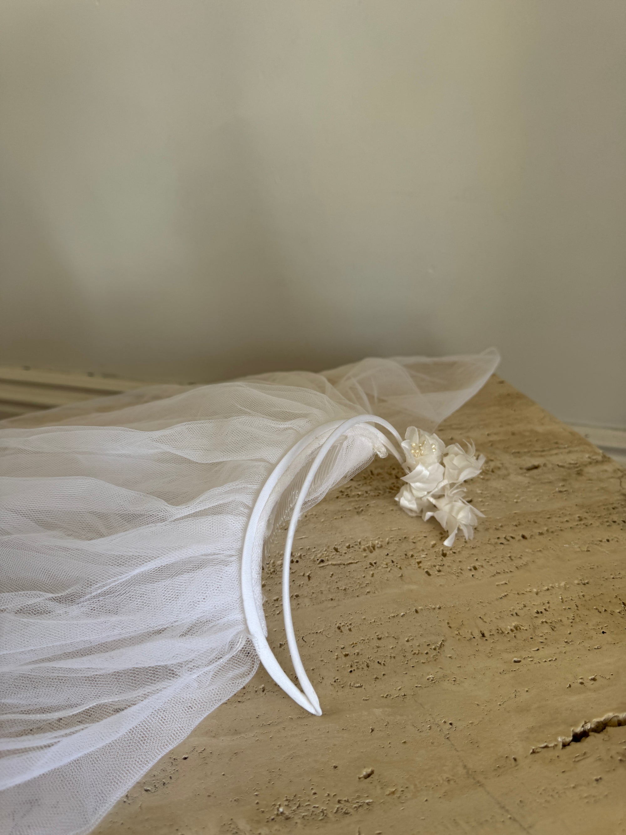 Vintage Cathedral Double Layer Veil with Headband and Flowers