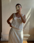 Vintage 90s Ivory Crepe Bridal Pencil Skirt