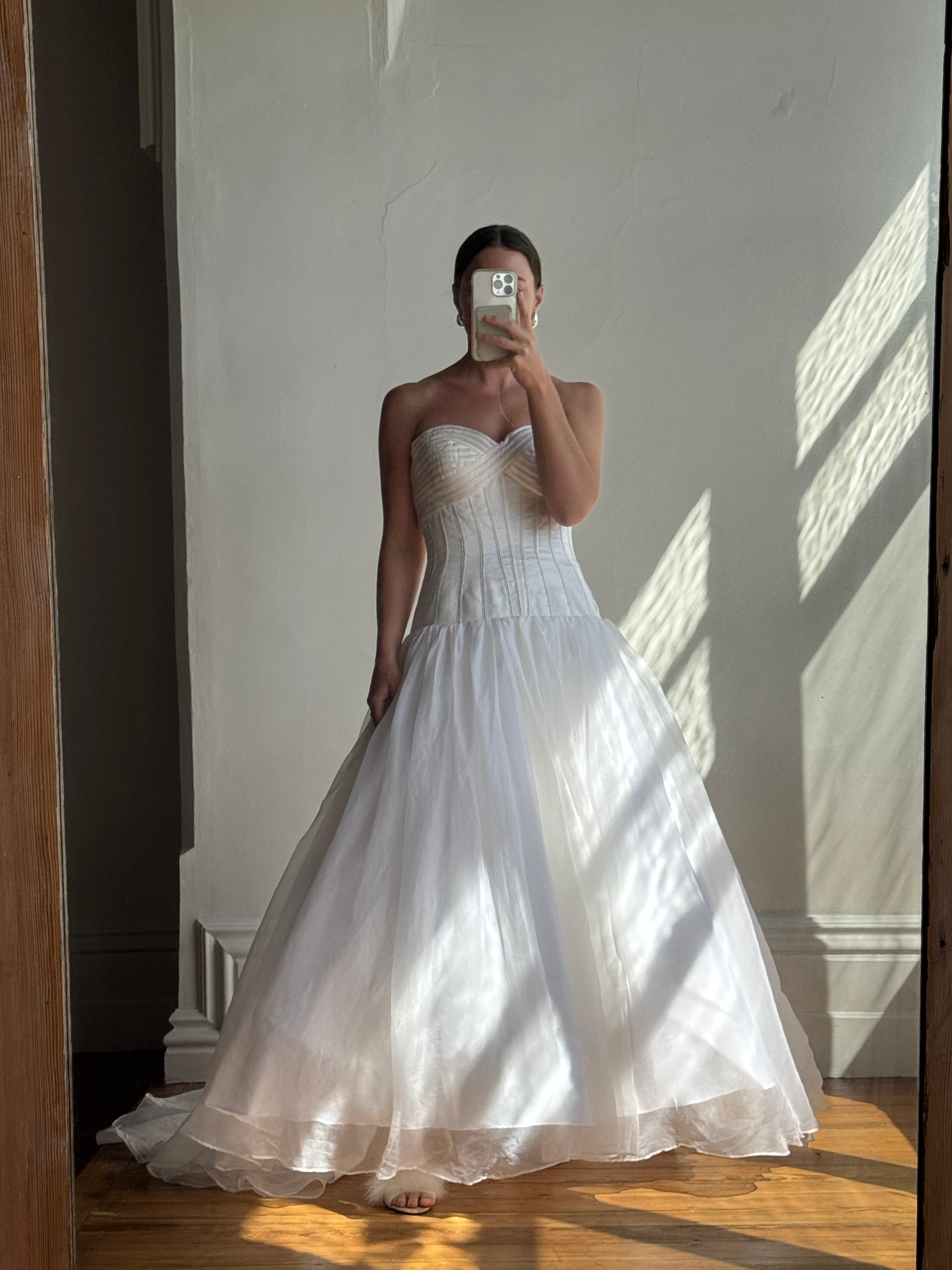 Vintage Y2K Pure Silk Drop Waist Princess Wedding Gown
