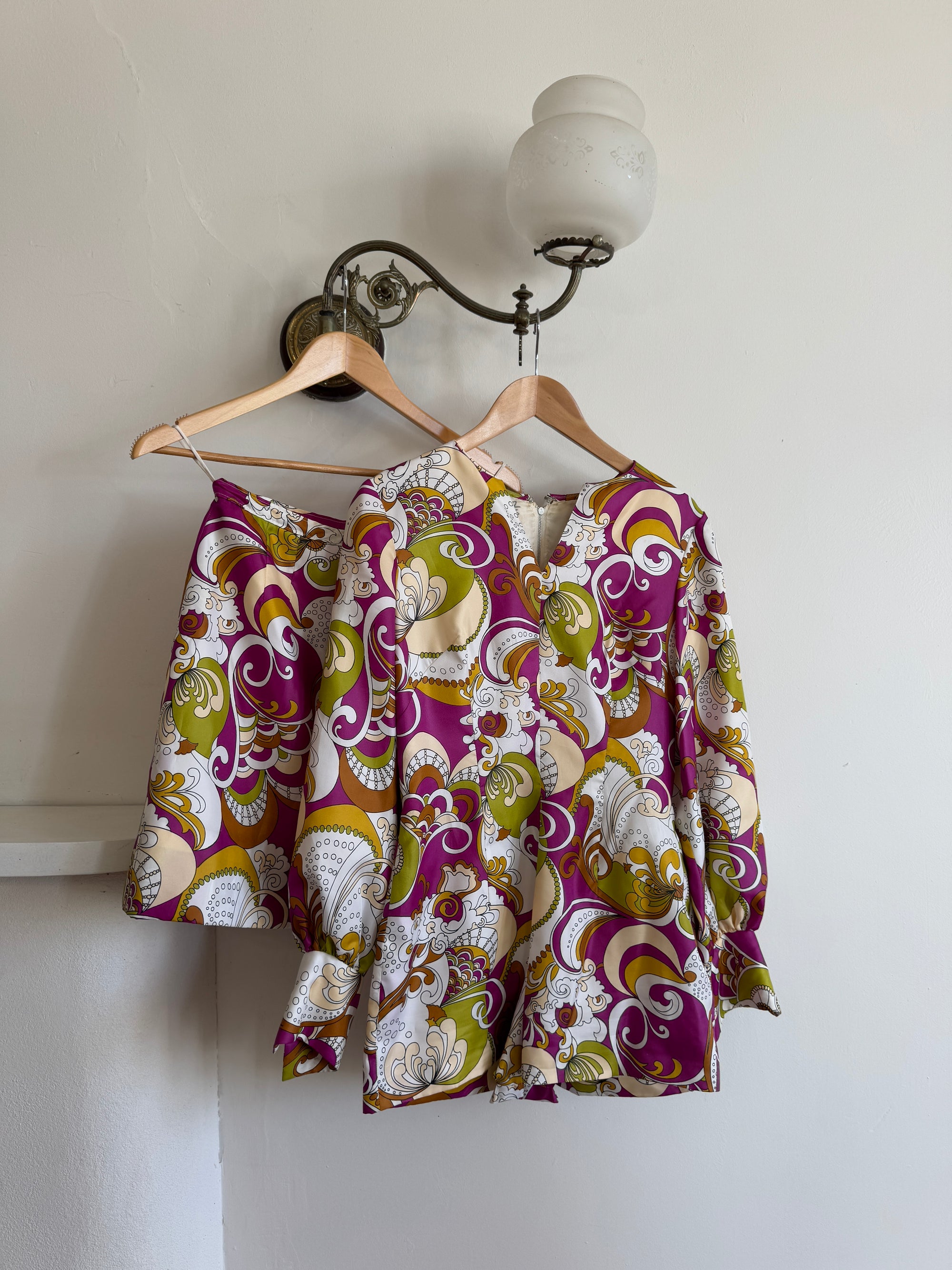 Vintage 60s Psychedelic Micro Mini Playsuit With Skirt
