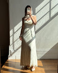 Vintage 90s Boho Lace Net Empire Wedding Dress