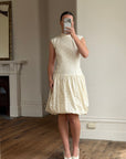 Vintage 90s Cream Broderie Anglaise Bubble Mini Dress