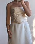 Vintage 90s Ruched Satin Two Piece Bridal Set Champagne