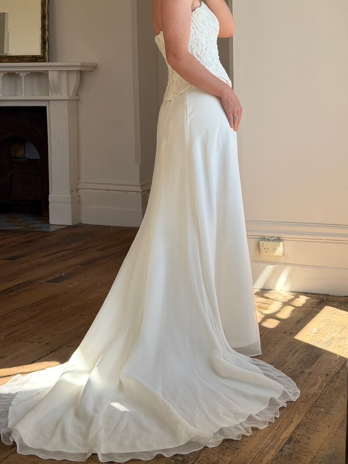 Vintage 90s Bridal Embellished Corset and Slip Skirt Set