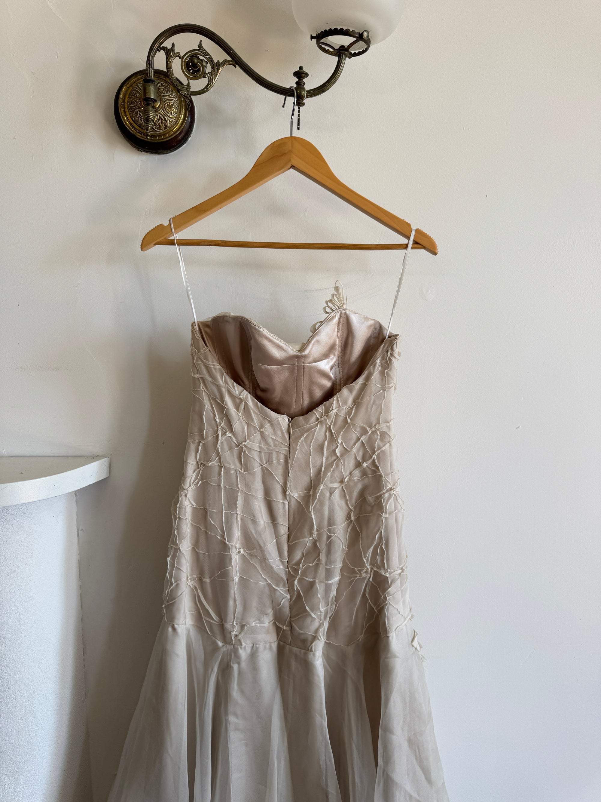 Vintage 90s Pure Silk Couture Origami Wedding Dress