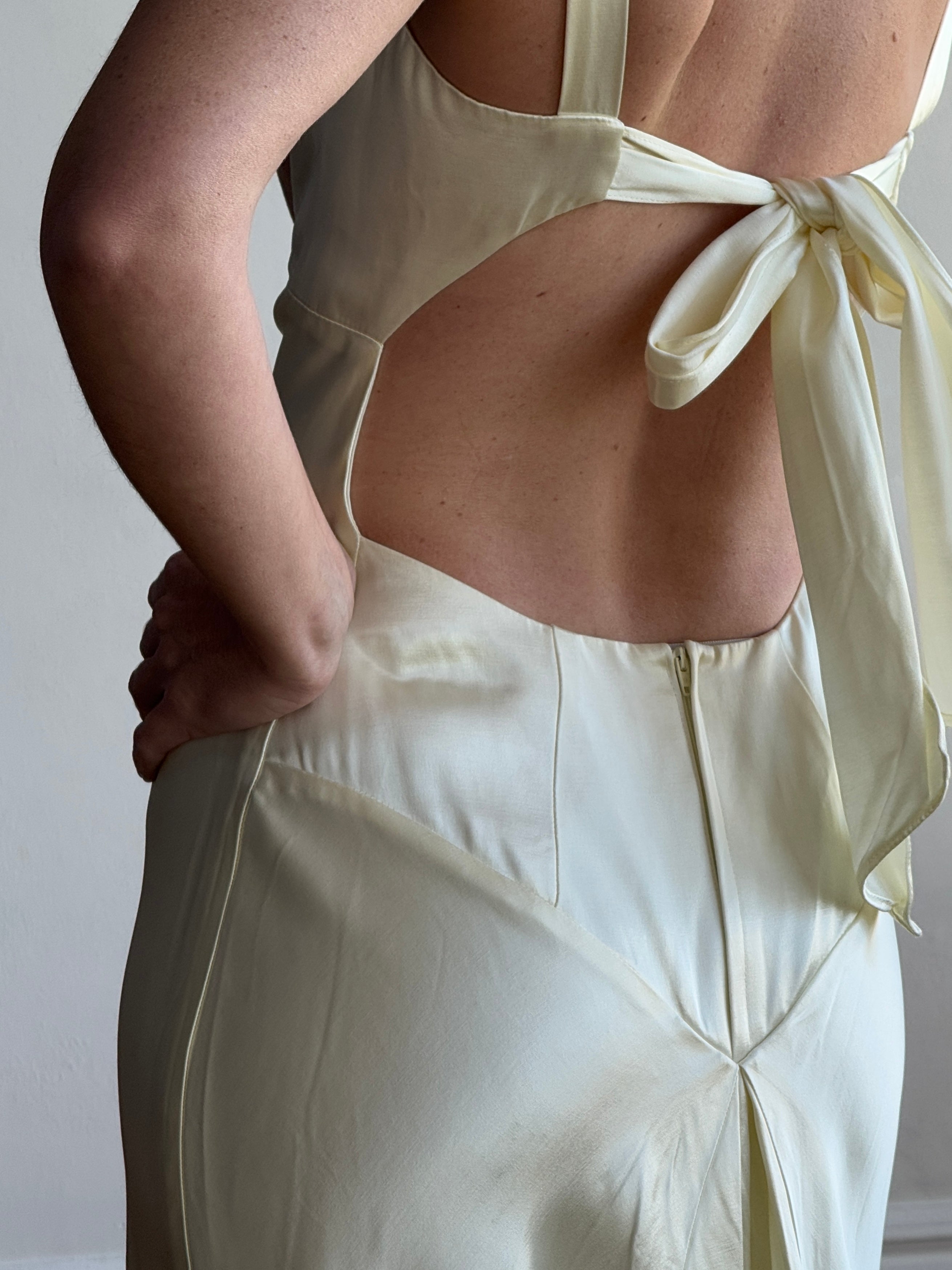Vintage 90s Australian Made Satin Backless Wedding Dress