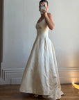 Vintage 90s Pure Silk Couture Diamante Wedding Gown