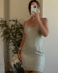 Vintage 90s Naeem Khan Silk Crystal Embellished Mini Dress
