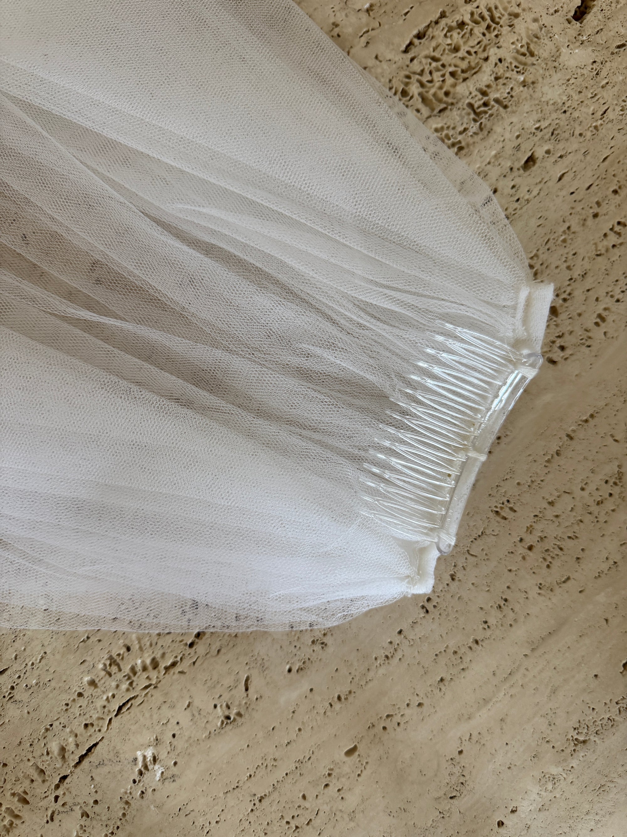 Vintage Blusher Tulle Hair Piece With Satin Edging