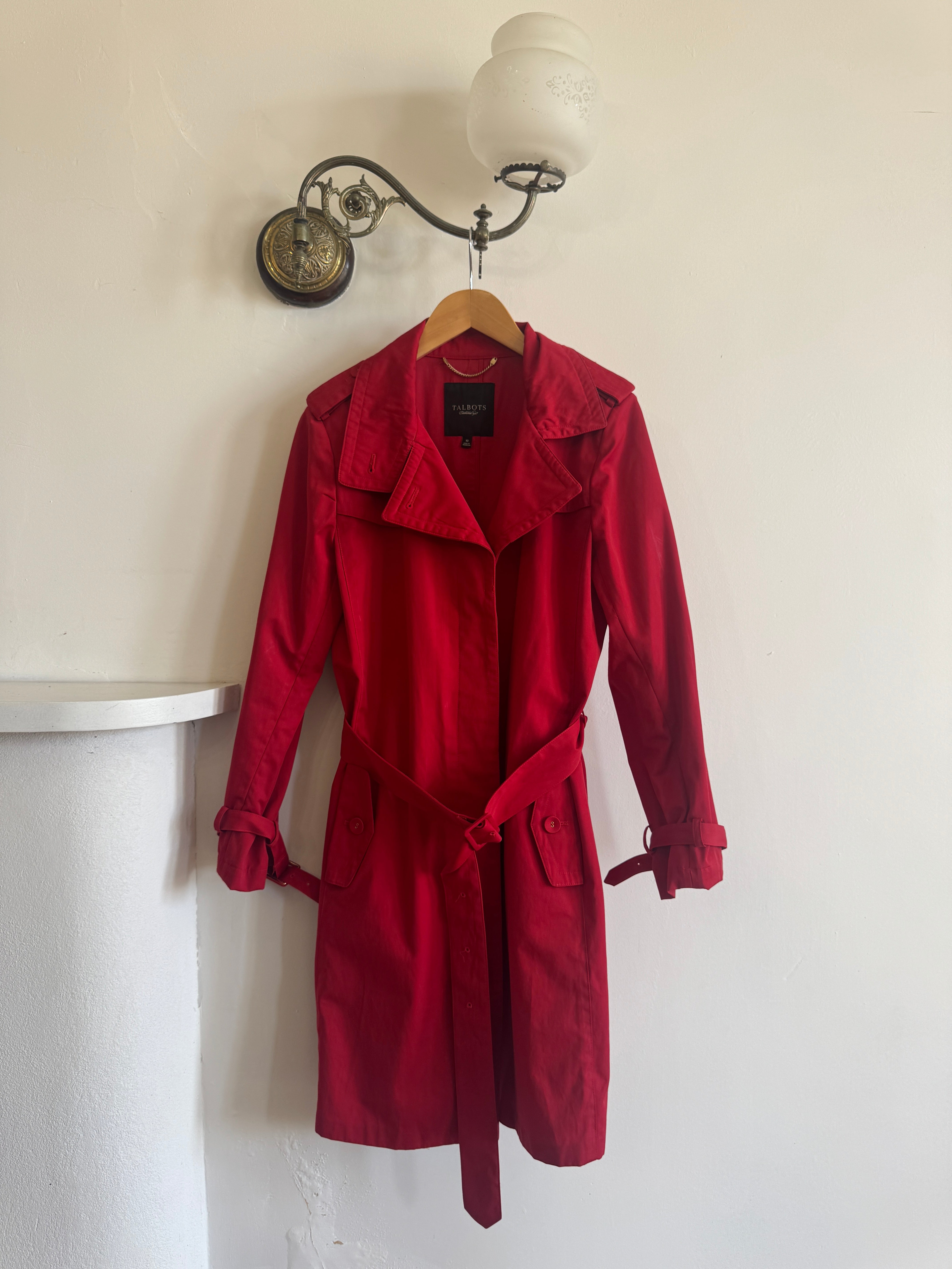 Vintage 90s Red Mid Length Trench Coat
