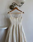 Vintage 90s Silk Satin Scoop Princess Wedding Gown Cream