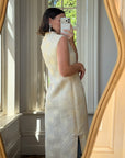 Vintage 60s Brocade Longline Qipao Cream