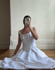 Vintage 90s White Satin Double Bow Two Piece Wedding Gown