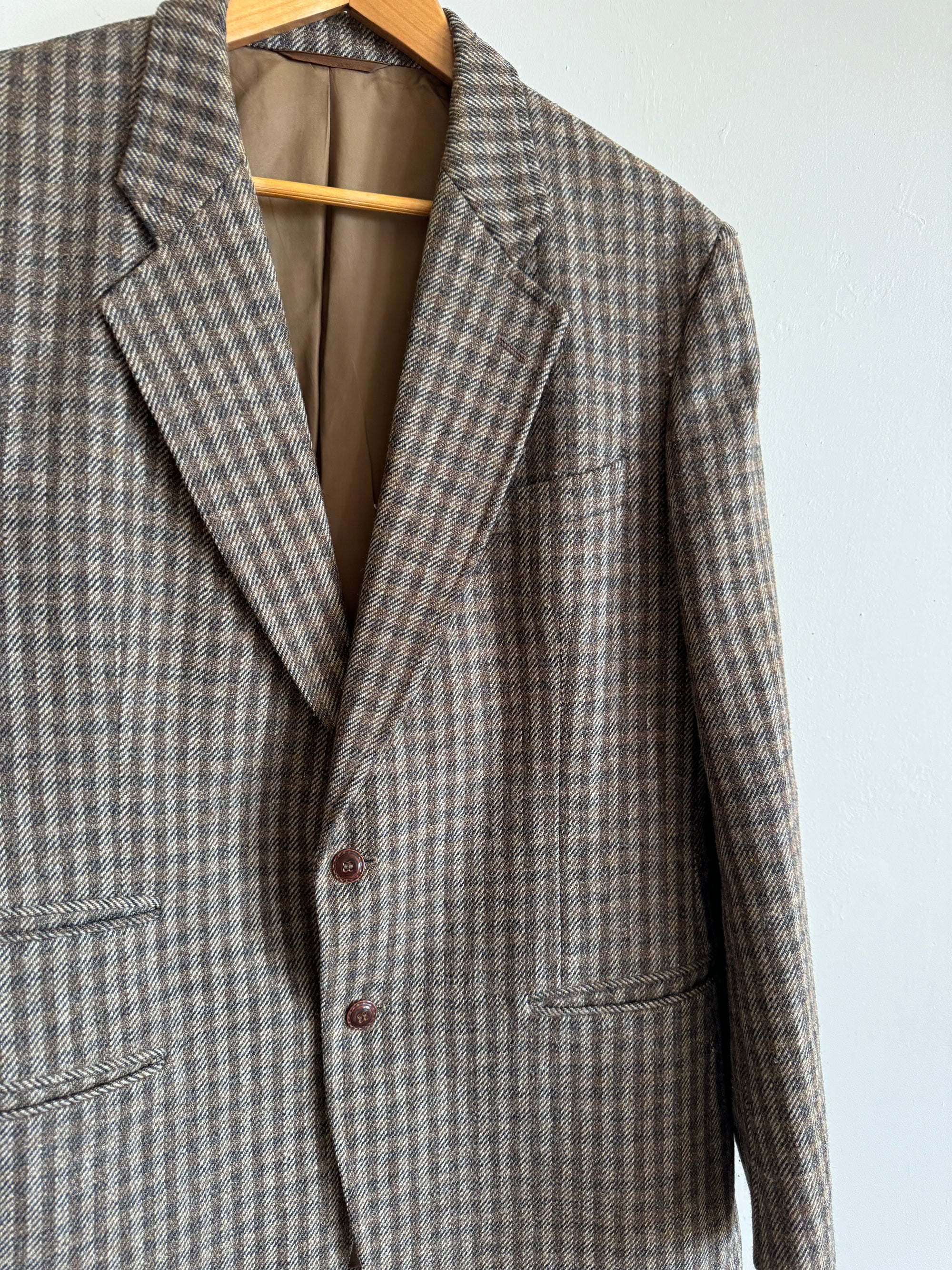 Vintage Brown and Navy Wool Plaid Blazer