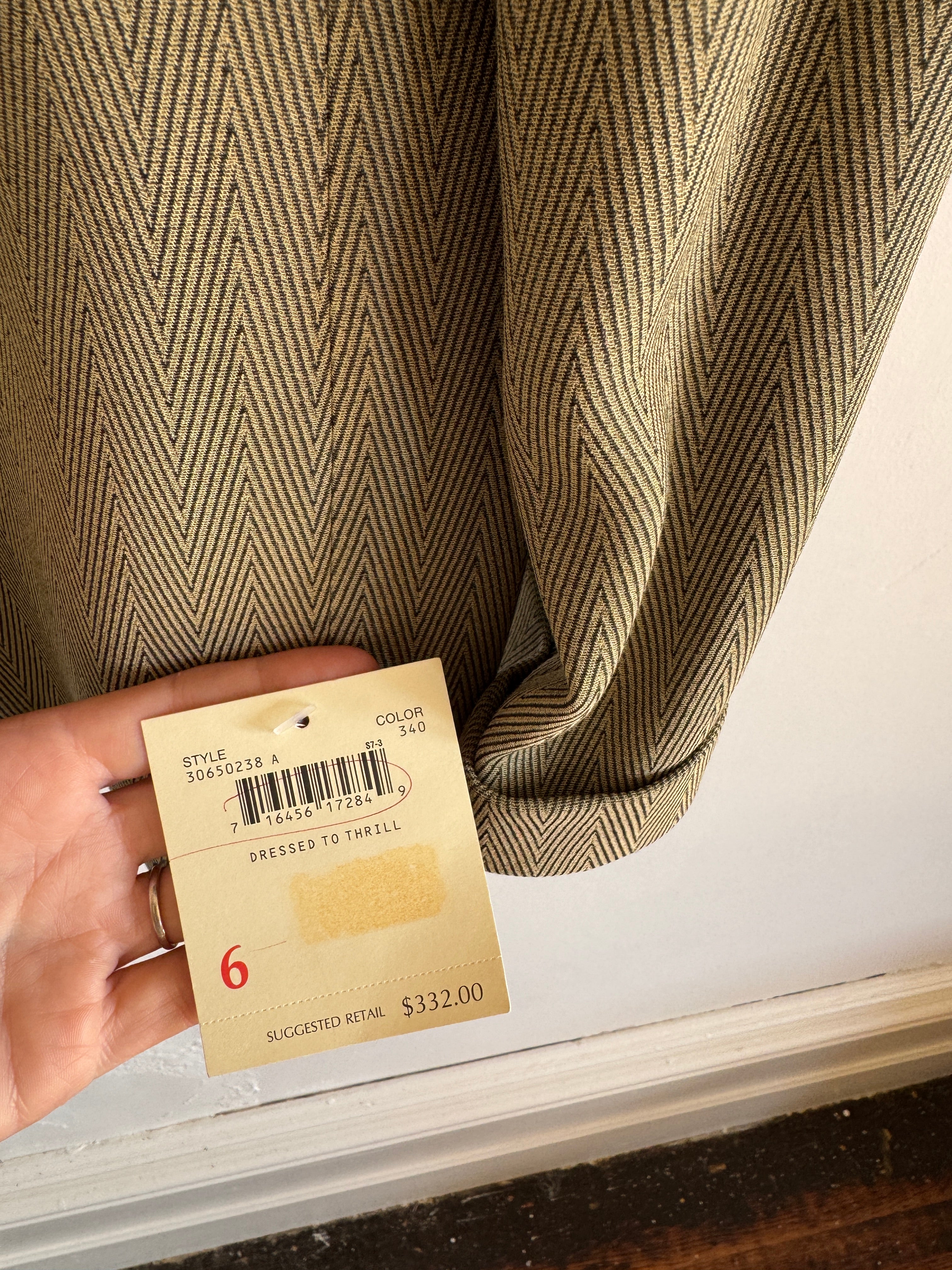 Vintage 90s Estate Olive Herringbone Wool Tailored Blazer
