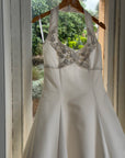 Vintage 90s Ivory Beaded Halter Bridal Ballgown