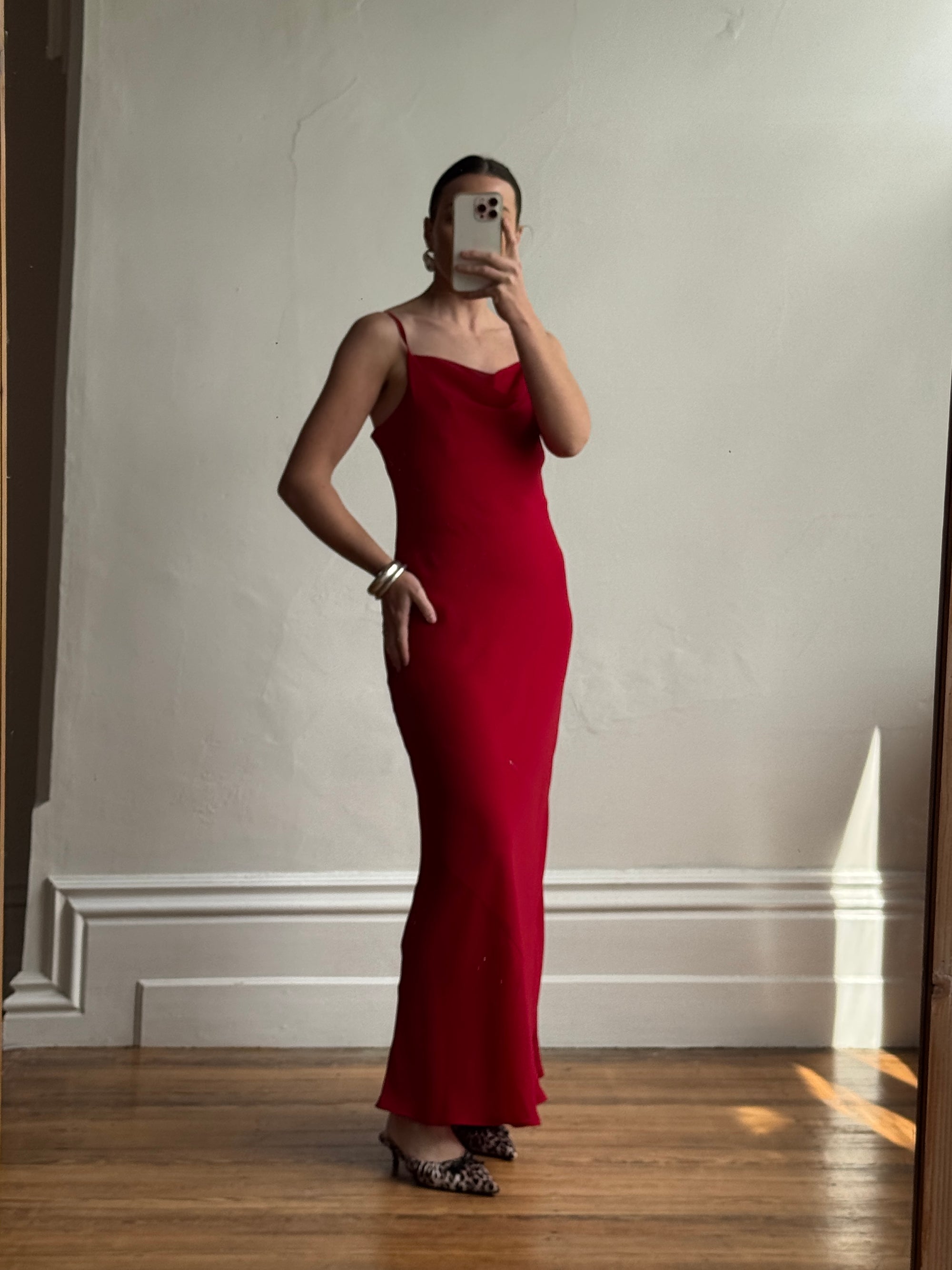Vintage 90s Scarlett Cowl Neck Slip Dress