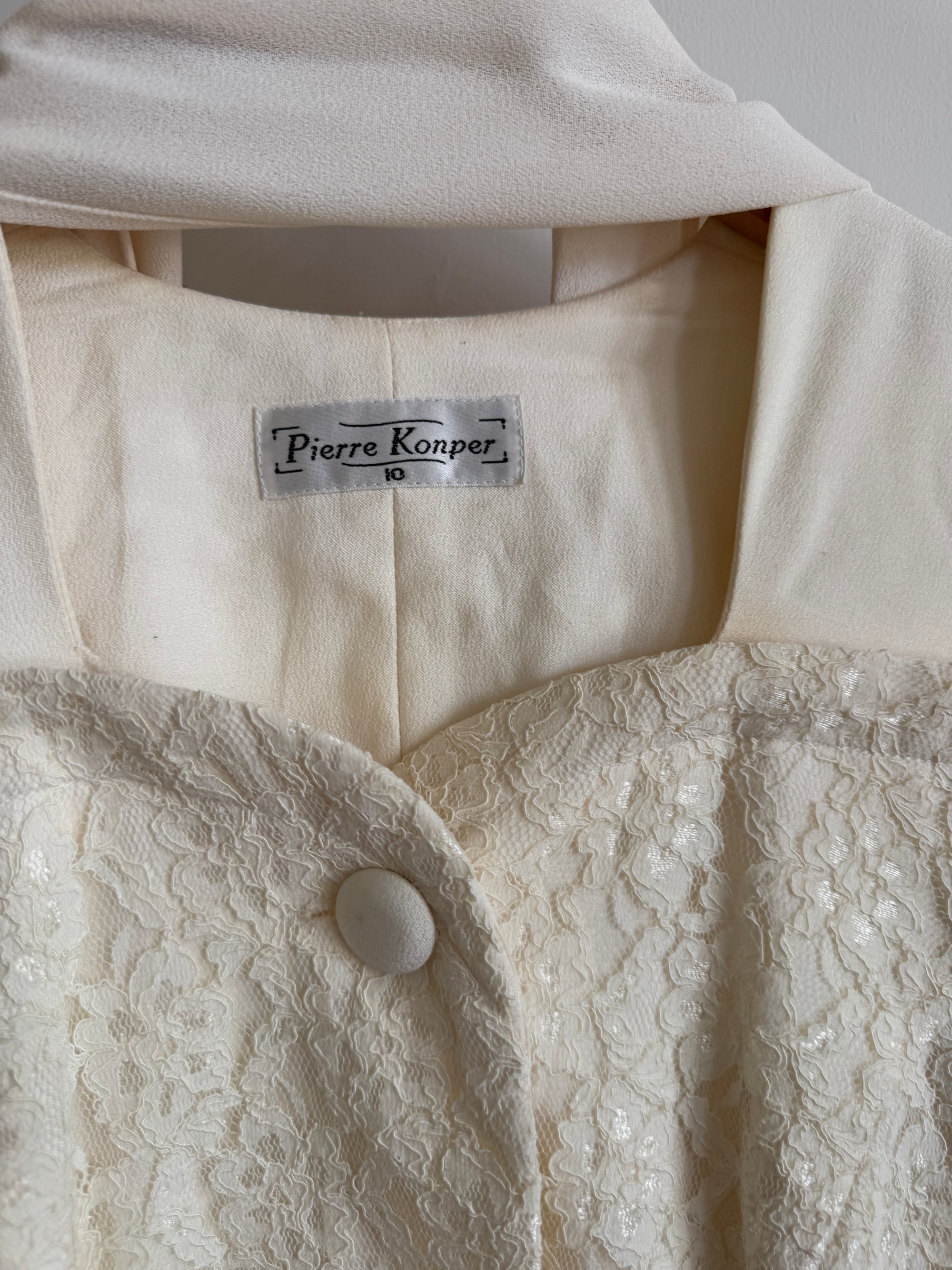 Vintage 80s Bridal Mini Suit with Scarf