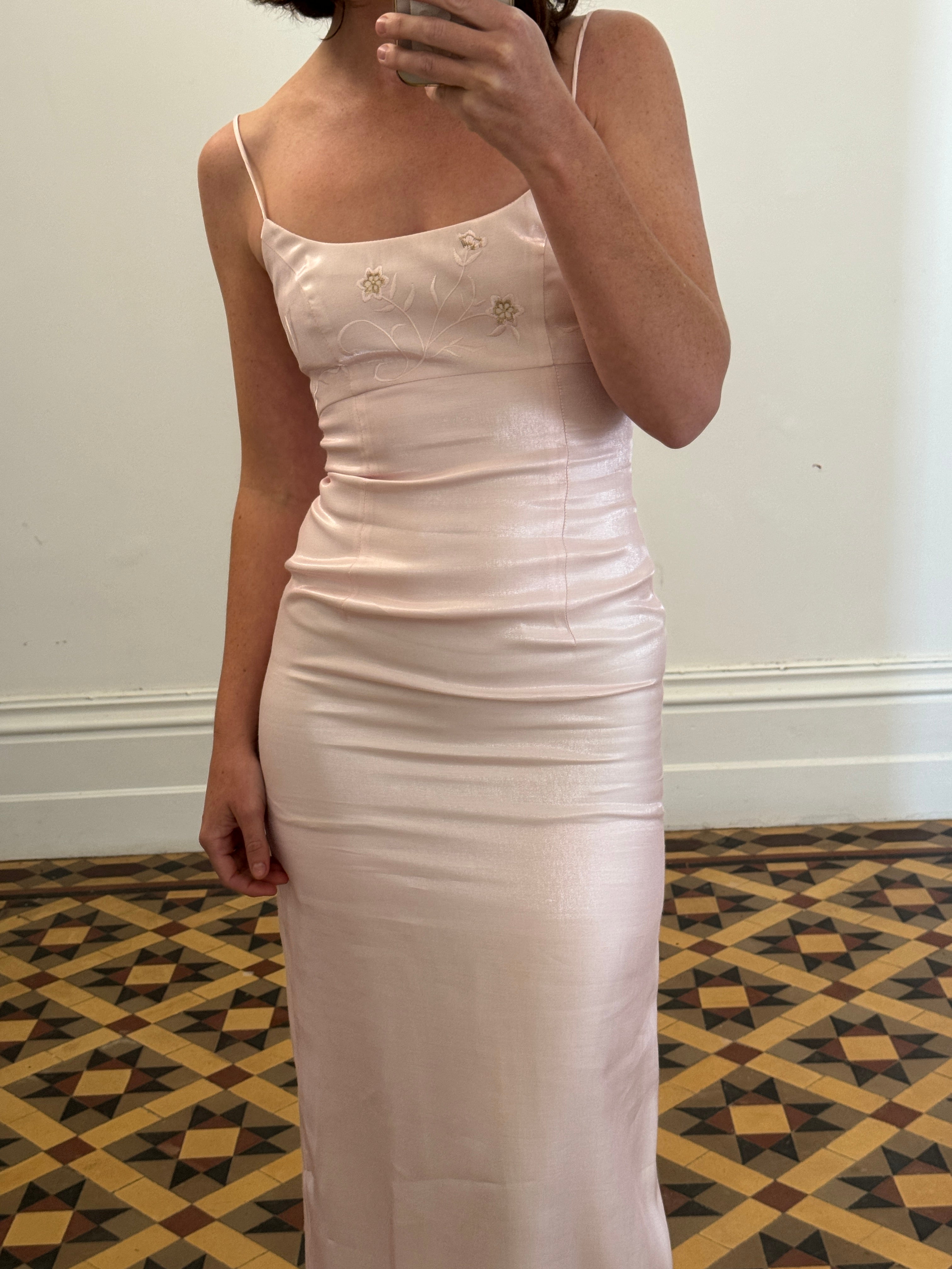 Vintage 90s Baby Pink Prom Dress