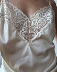 Vintage 80s Satin Ivory Lace Cami
