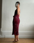 Vintage 90s Burnt Velvet Cowl Neck Dress Plum