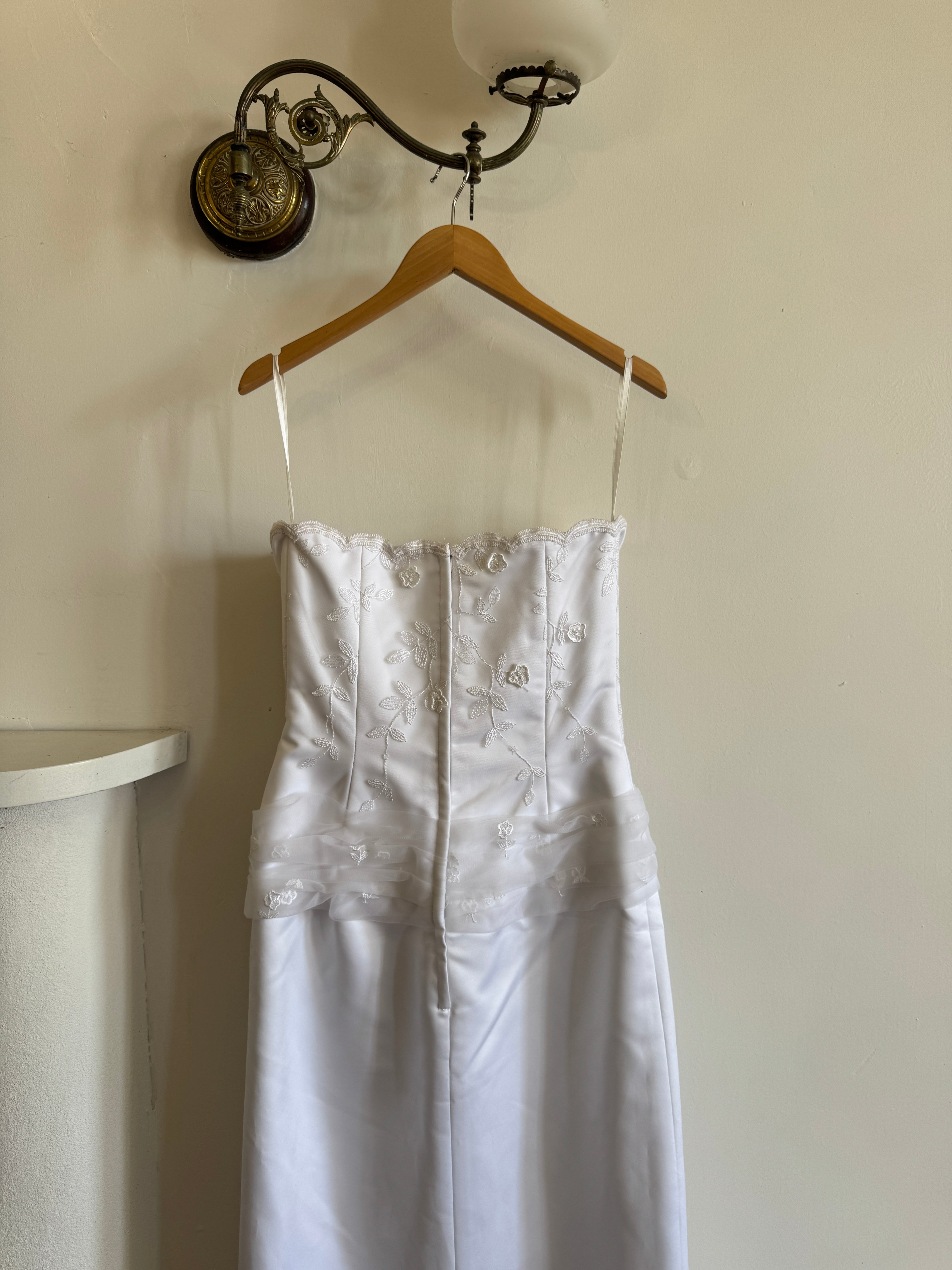 Vintage 90s Drop Waist Floral Wedding Dress