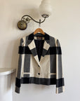 Vintage 90s Wool Blend Plaid Cropped Blazer