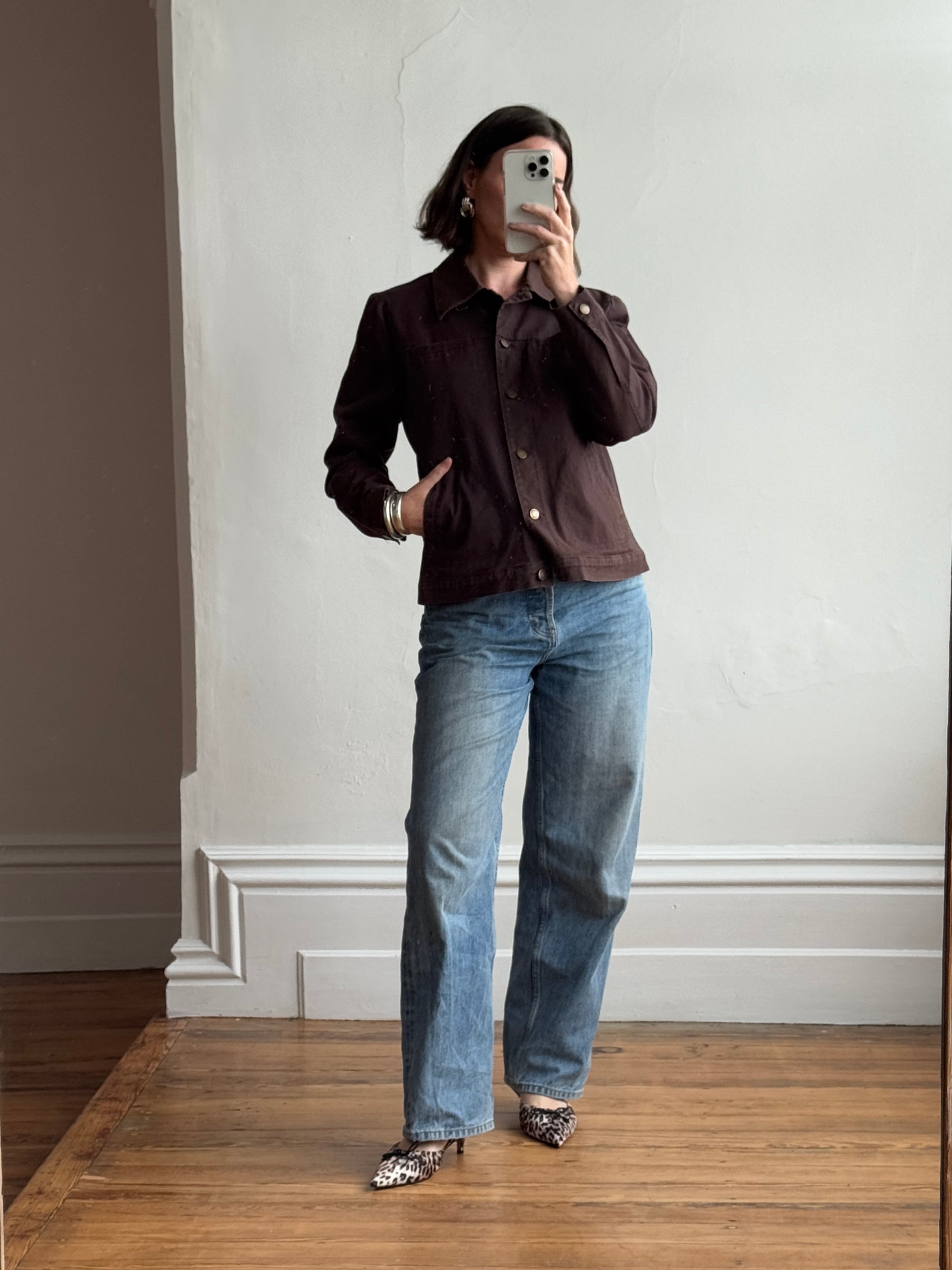 Vintage 90s Cotton Utility Shirt Chocolate