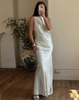 Vintage 90s Satin High Front Slip Wedding Gown