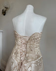 Vintage 90s Rose Crystal Encrusted Strapless Wedding Gown